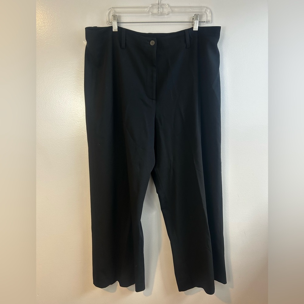 Peter Cohen Black Wool Wide Straight Leg Trouser Pants with Belt Loops Size XL
